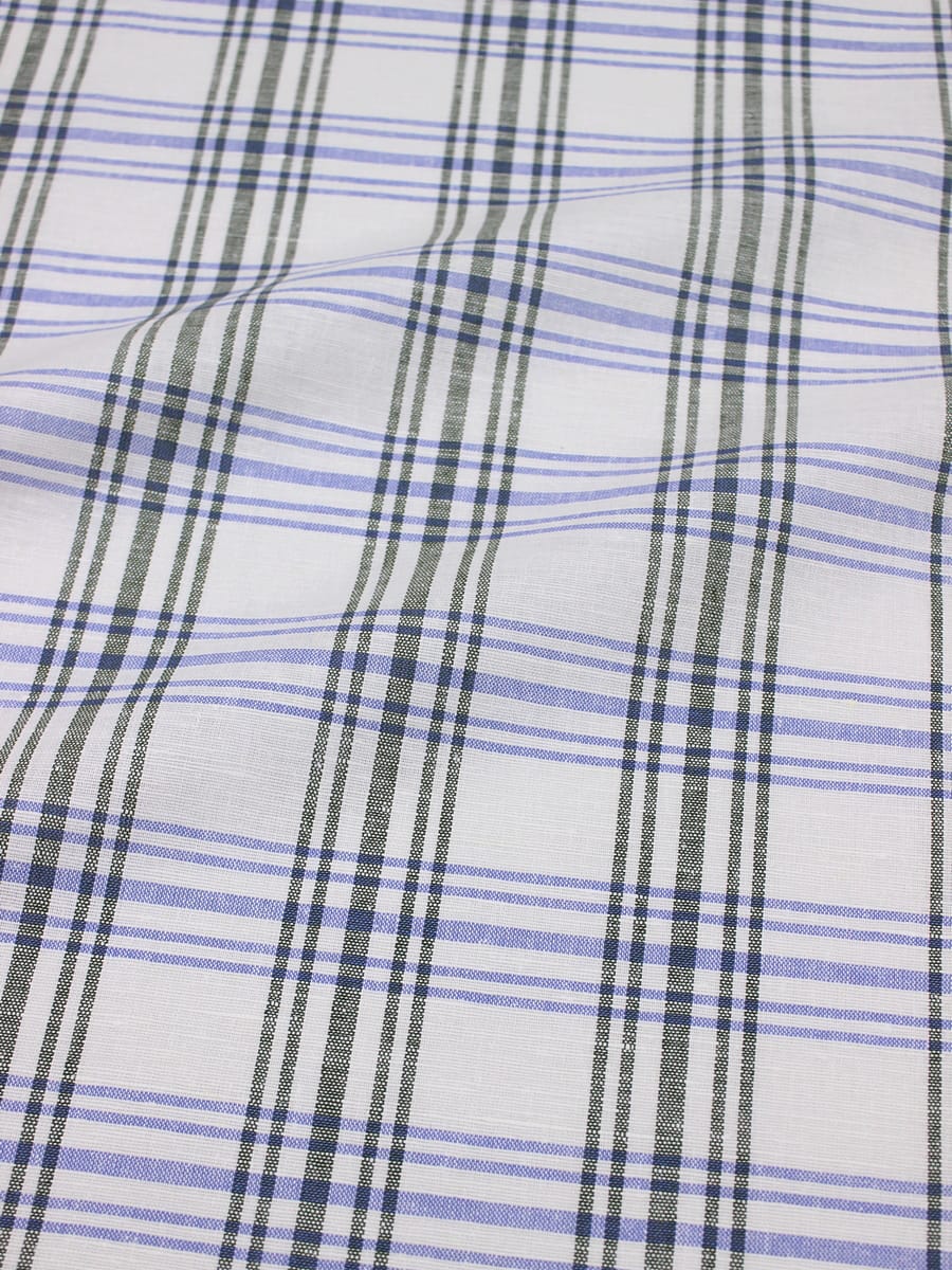 Холст полотенечный "Клетка" цв.т.хаки/джинсово-васильковый, ш.0.5м, лен-30%, хлопок-70%, 140гр/м.кв