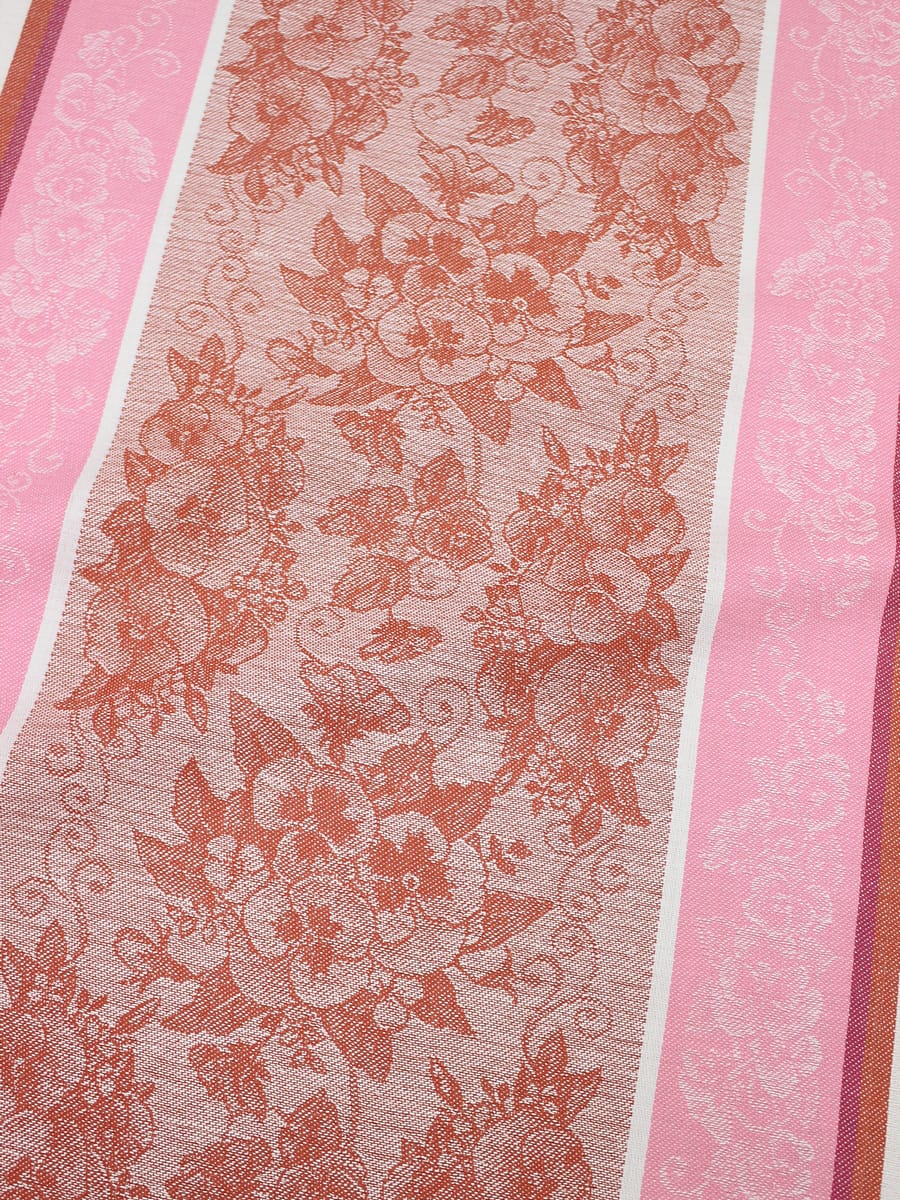 Холст полотенечный жаккард "Нежная фиалка" цв.кирпично-терракотовый, ш.0.5м, лен-30%, хл-70%