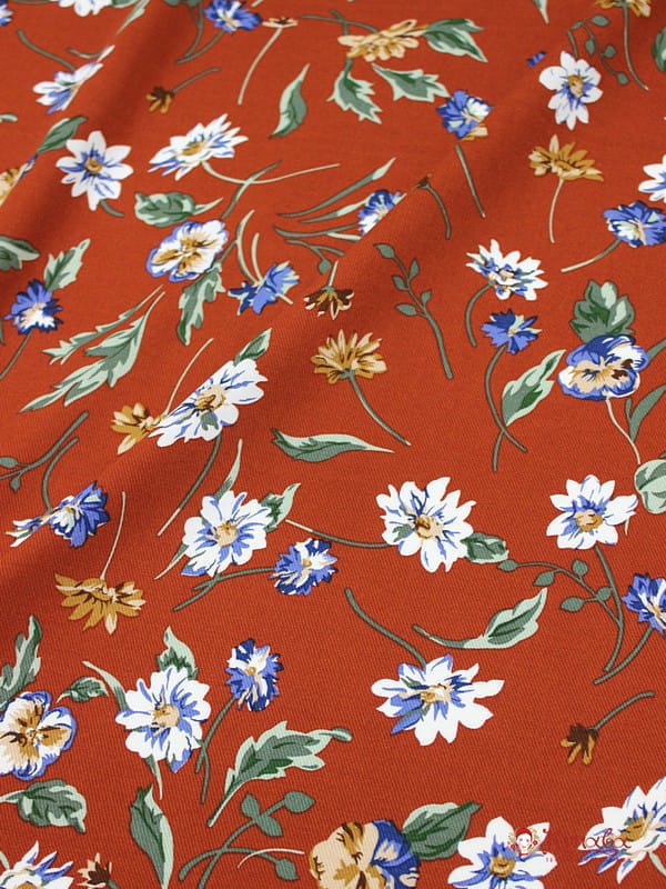 Плательная вискоза "Осенний джаз" цв.терракот, ш.1.47м, вискоза-100%, 135гр/м.кв