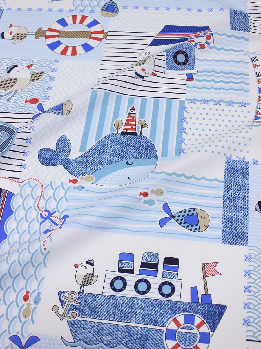 Поплин "Кораблики", ш.1.5м, хлопок-100%, 110гр/м.кв