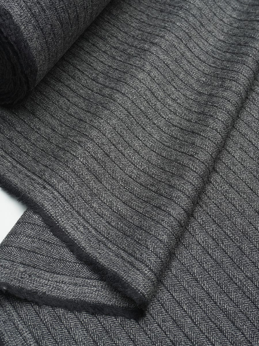 Шерсть костюмная "Елочка-полоска" цв.т.серый, ш.1.55м, шерсть-75%, п/э-25%, 230гр/м.кв