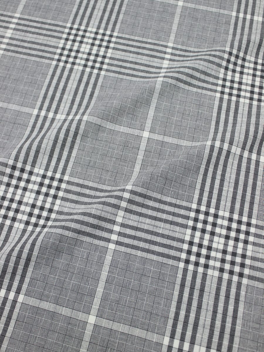 Вареный (стираный) хлопок "Двойная клетка" цв.серый, ш.2.5м, хлопок-100%, 115гр/м.кв