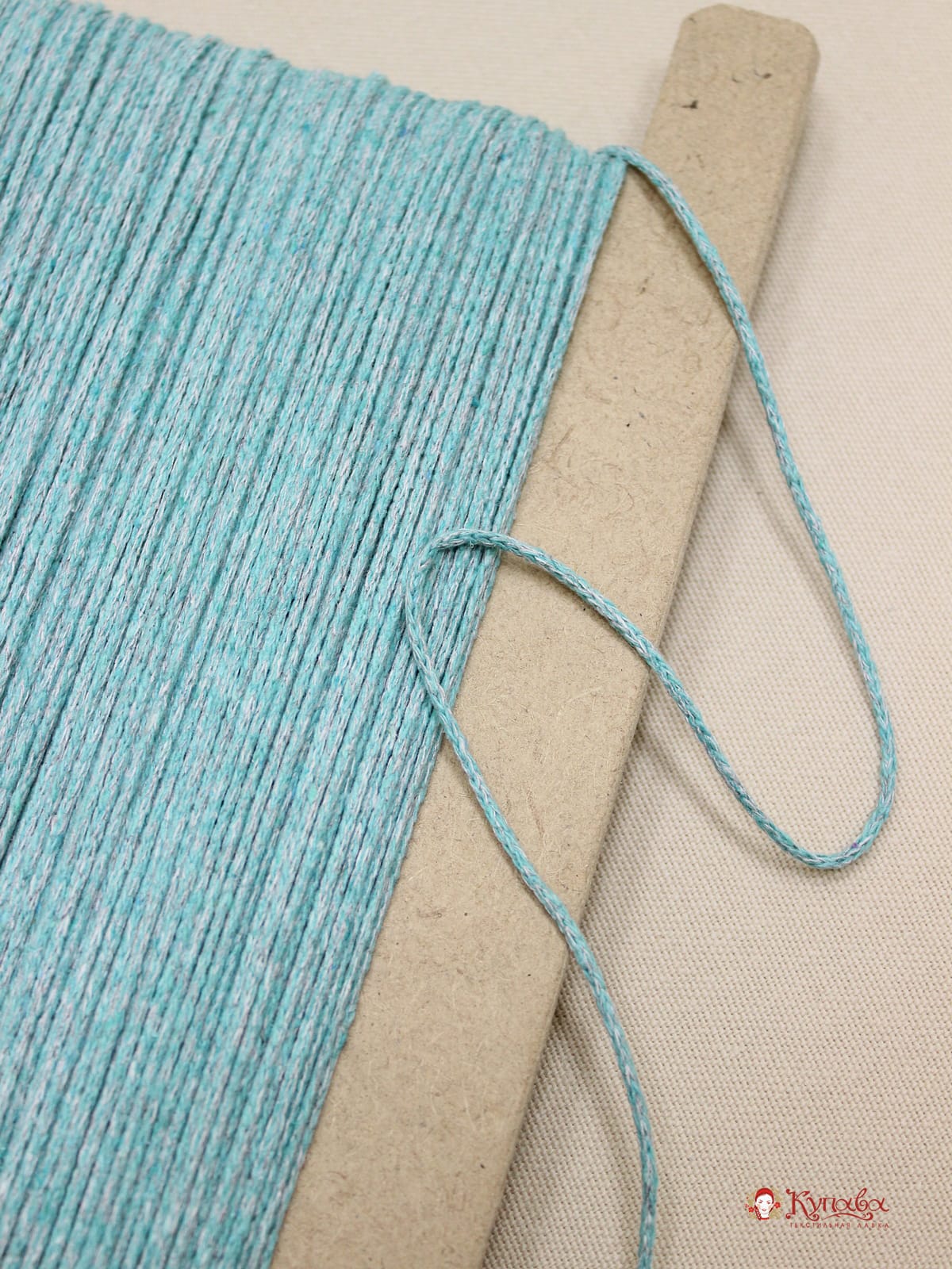 Шнур меланжевый цв.насыщенная мята/св.серый, 2мм, хлопок-100%