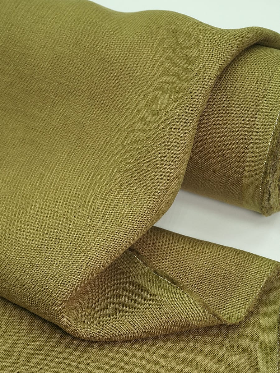 Лен костюмный с эффектом мятости цв.Хаки, ш.1.45м, лен-100%, 190гр/м.кв