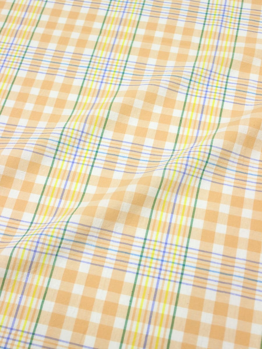 Вареный (стираный) хлопок "Комбинированная клетка" цв.абрикосово-бежевый, ш.2.5м, хл-100%,115гр/м.кв