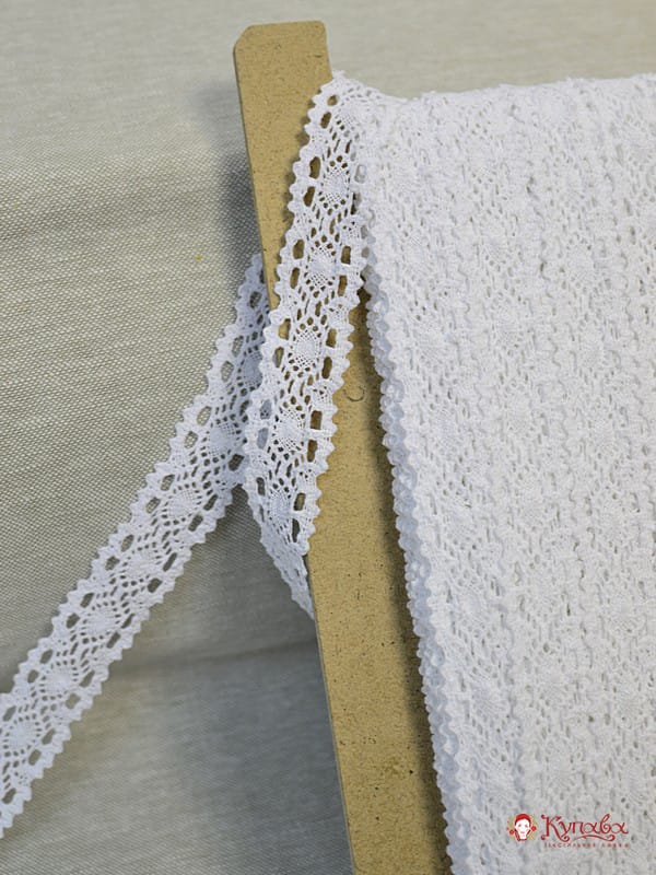 Кружево цв.белый, ш.27мм, хлопок-90%, п/э-10%