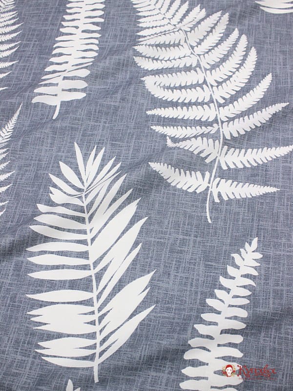 Поплин "Крупные листья папоротника на серой дымке", ш.2.2м, хлопок-100%, 115гр/м.кв
