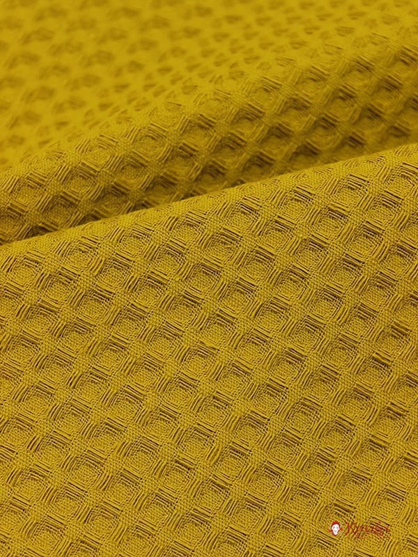 Вафельное премиум-полотно "Italy" цв.Горчичный, ш.1.3м, хлопок-100%, 240гр/м.кв