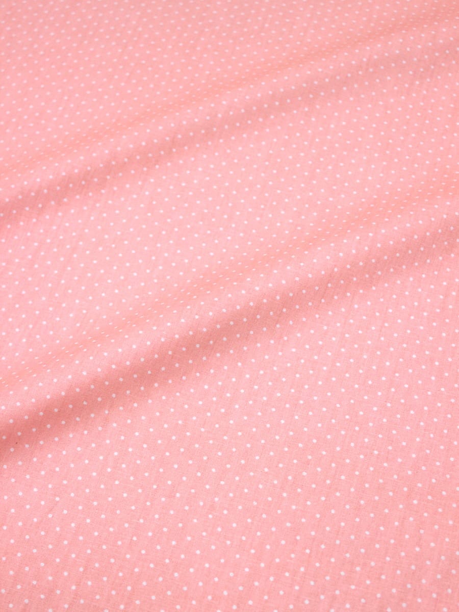 Сатин "Белое пшено на св.лососевом", ш.1.60м, хлопок-100%, 110гр/м.кв