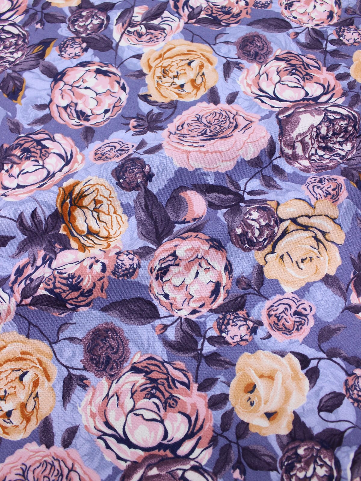 Мерный лоскут (ткань в отрезах)   Фланель "Пионы на сиренево-голубой дымке", ш.1.5м, хлопок-100%