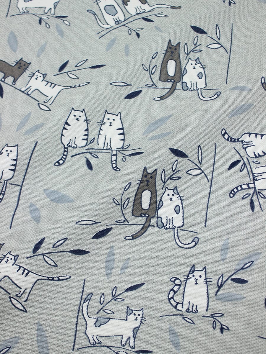 Мерный лоскут (ткань в отрезах) - Рогожка "Кошачье рандеву", ш.1.5м, хлопок-100%, 165гр/м.кв