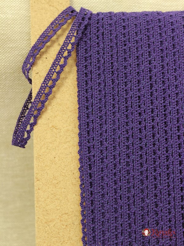 Кружево цв.темно-фиолетовый, ш.08мм, хлопок-90%, п/э-10%