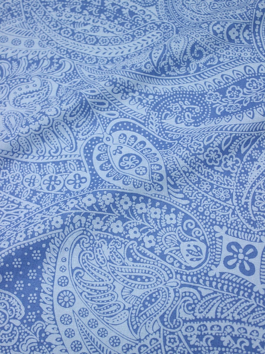 Бязь "Восточное пейсли" цв.голубой, ГОСТ, ш.2.2м, хлопок-100%, 142гр/м.кв
