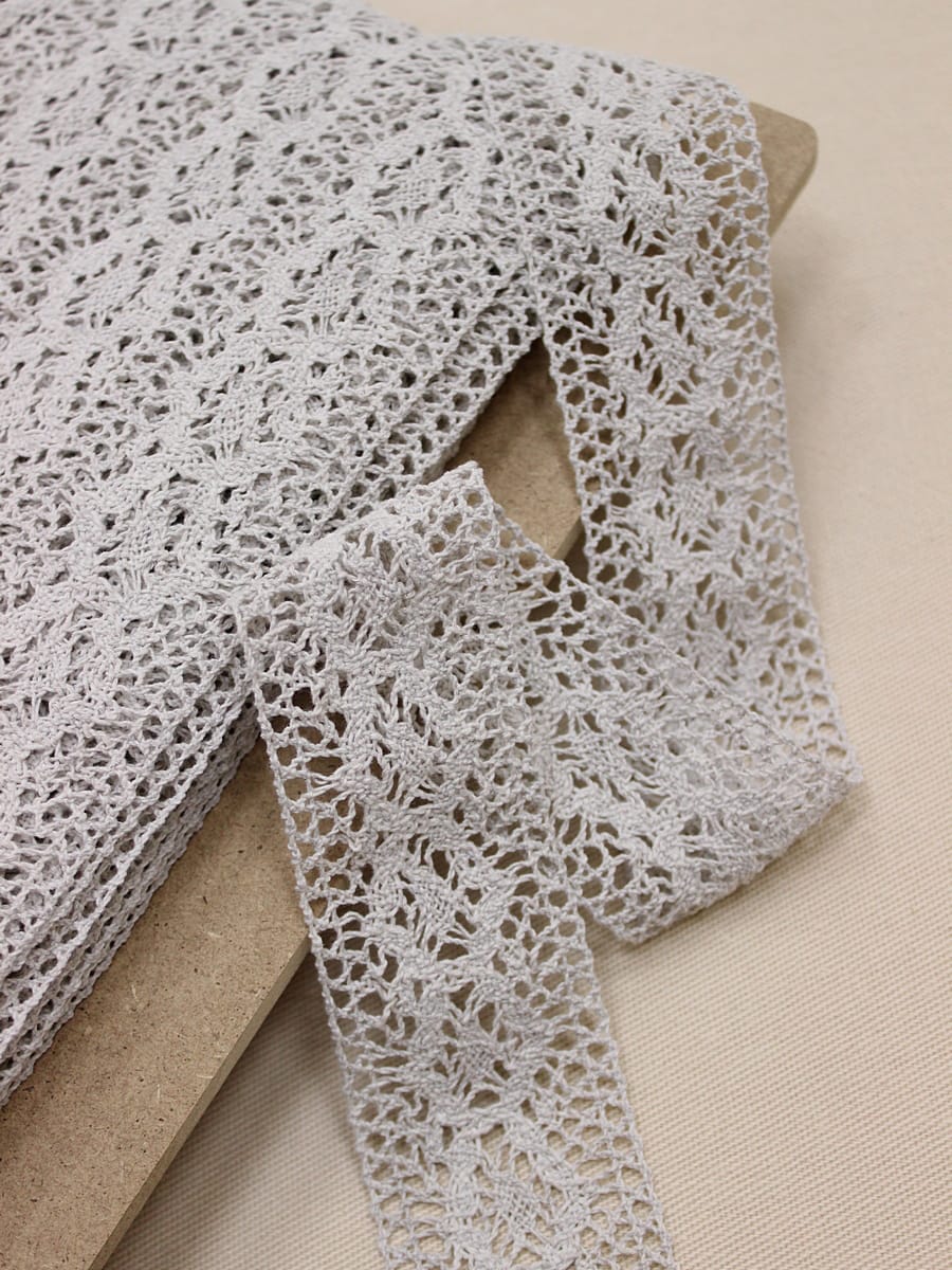 Кружево цв.св.бежево-серый, ш.47мм, хлопок-90%, п/э-10%