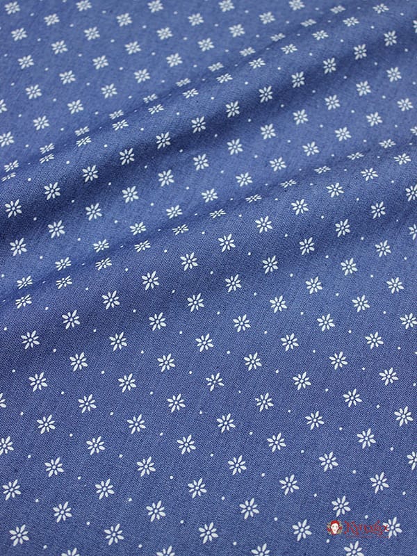 Джинсовая ткань "Звездочки-снежинки на джинсе", ш.1.49м, хл-85%,п/э-15%, 140гр/м.кв
