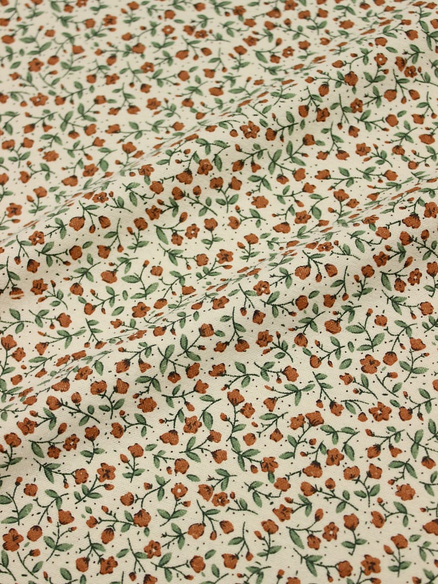 Теплый хлопок "Терракотовые лютики на телесно-желтом", ш.1.50м, хлопок-100%, 160гр/м.кв