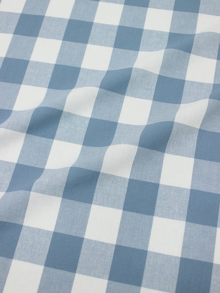 Вареный (стираный) хлопок "Клетка (3.0*3.5см)" цв.лазурно-серый винтаж, ш.2.5м, хл-100%, 115гр/м.кв