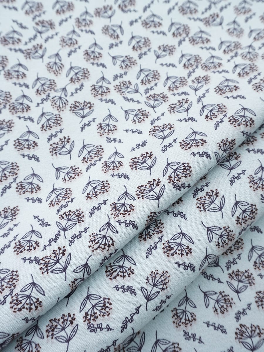 Теплый хлопок "Душистые соцветия" цв.св.серо-голубая дымка, СОРТ2, ш.1.5м, хлопок-100%, 160гр/м.кв