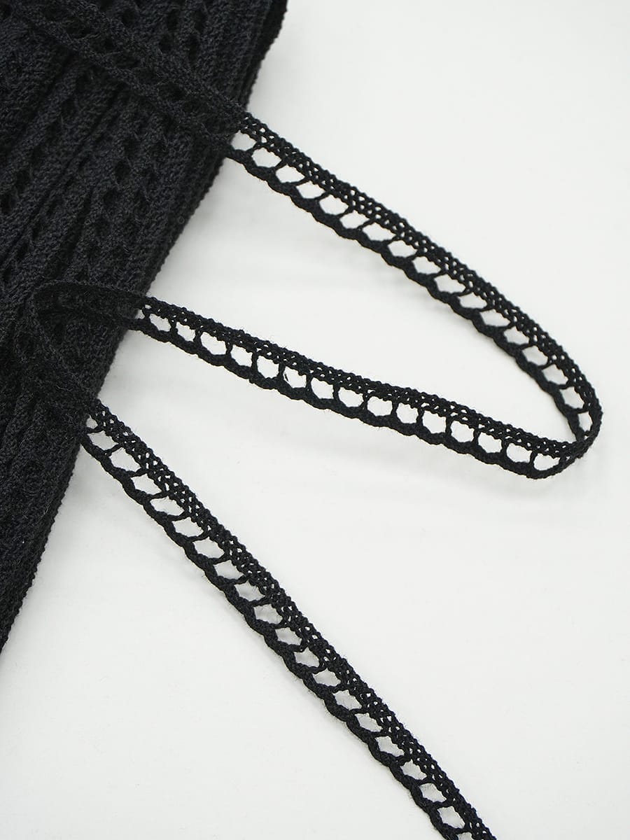 Кружево цв.черный, ш.08мм, хлопок-90%, п/э-10%, 10м