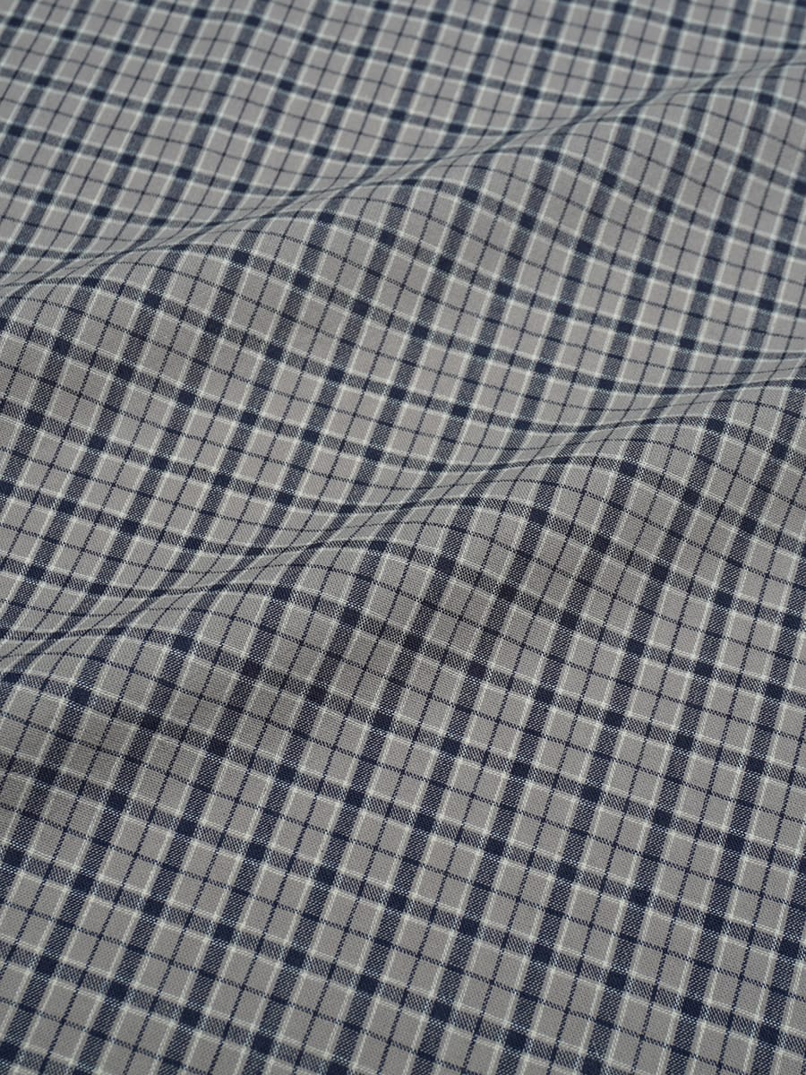 Вареный (стираный) хлопок "Синяя клетка на сером", ш.2.5м, хлопок-100%, 115гр/м.кв