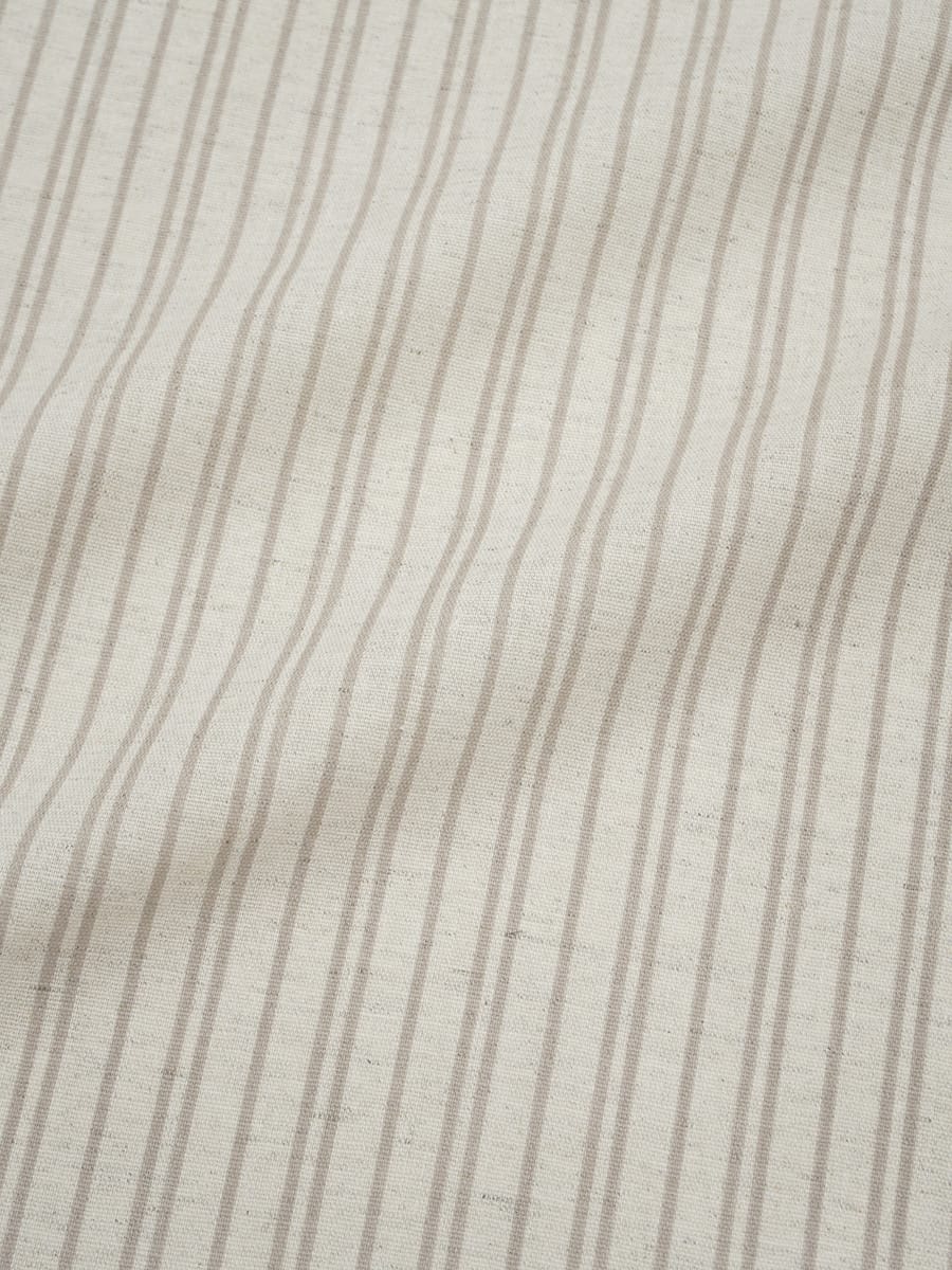 Полулен "Бежево-кофейные полоски" (на суровом), ш.1.5м, лен-30%, хлопок-70%, 140гр/м.кв