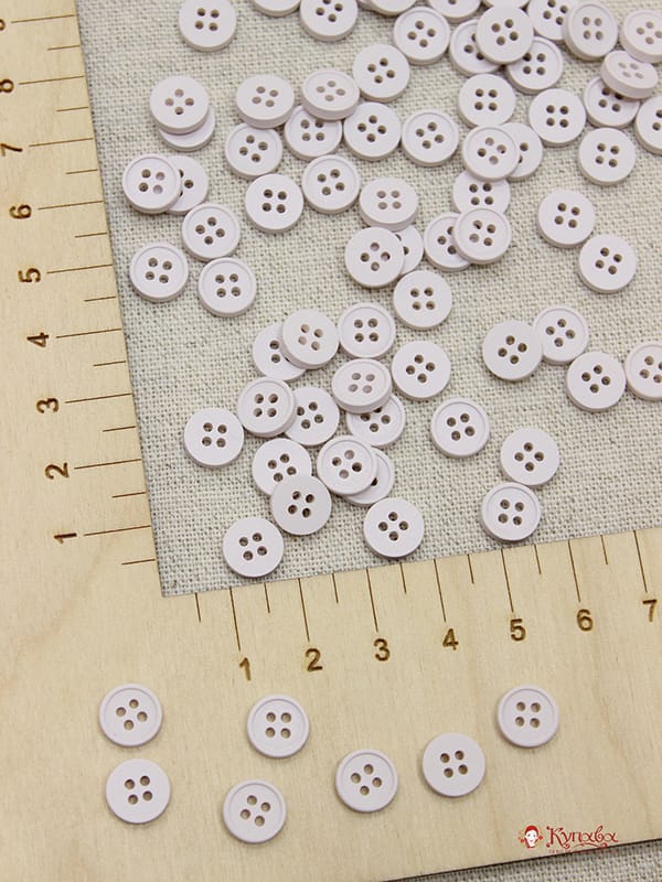 Пуговица пластмасса, цв.бл.бежево-сиреневая дымка, 8мм, 4 отверстия