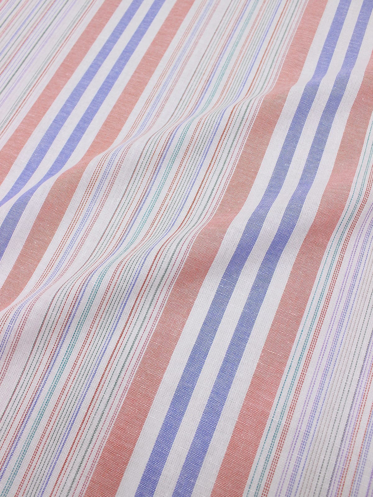 Мерный лоскут( ткань в отрезах) Полулен "Разноцветная полоска" цв.красный/синий, ш.1.8м, лен-30%, хлопок-70%, 135гр/м.кв