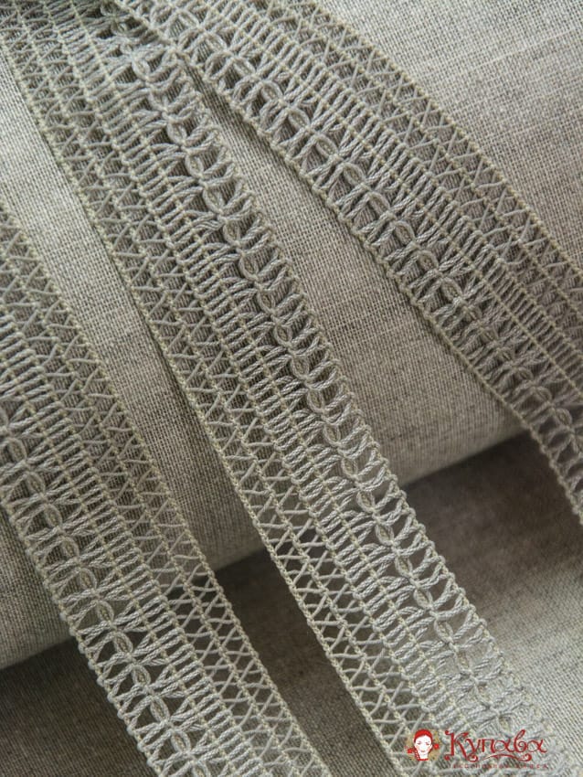 Кружево цв.серый с зеленым оттенком, ш.29мм, хлопок-76%, п/э-24%