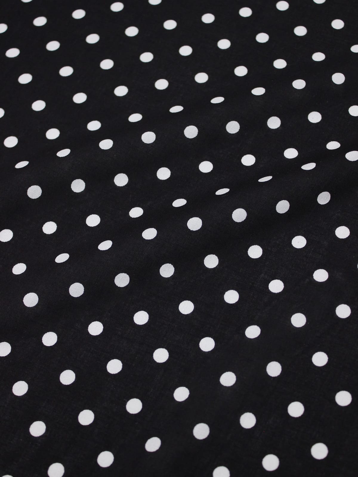 Штапель "Белый горох (7мм)" цв.черный, ш.1.44м, вискоза-100%, 90гр/м.кв