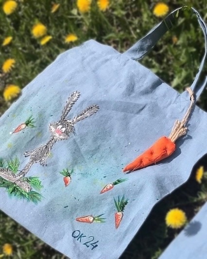 Шопперы из полульна с нанесенным рисунком