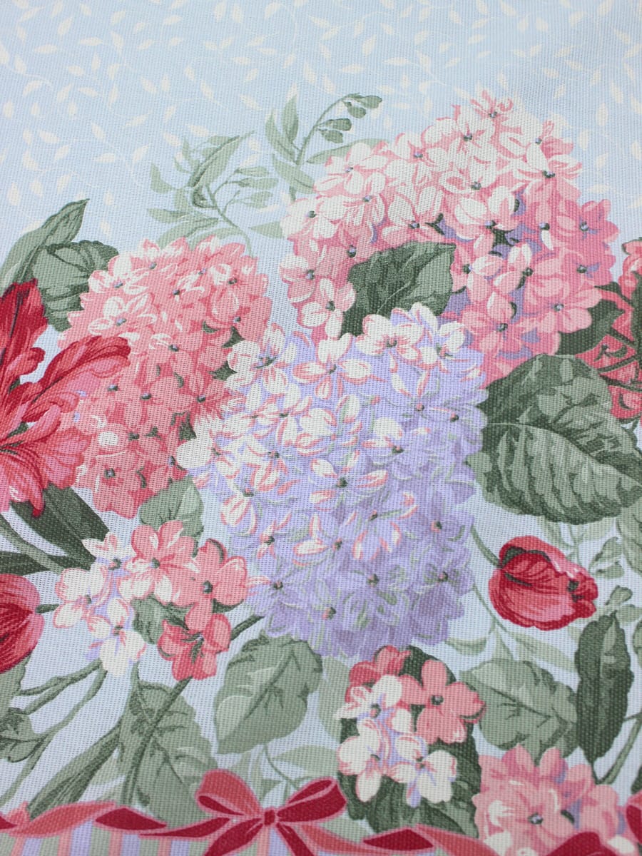 Мерный лоскут (ткань в отрезах) - Рогожка "Розово-сиреневые садовые цветы по кайме", (комп), ш.1.5м