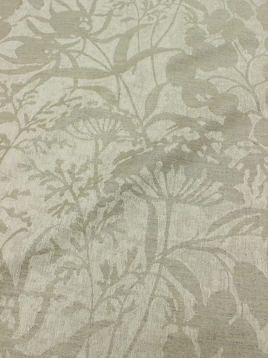 Полулен скатертной жаккард "Травы" цв.натуральный, ВИД3, ш.1.6м, лен-50%, хлопок-50%