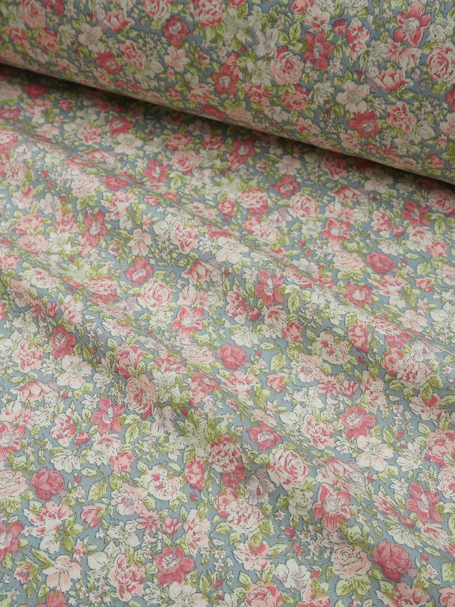 Сатин "Нежные соцветия" цв.серый , ш.2.35м, хлопок-100%, 105гр/м.кв