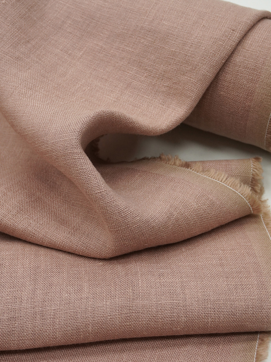 Лен костюмный с эффектом мятости цв.Розовое какао-2, ш.1.45м, лен-100%, 190гр/м.кв