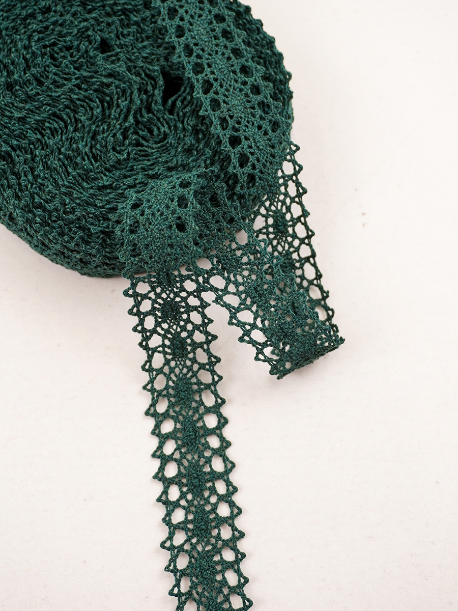 Кружево цв.темный хвойно-зеленый, ш.19мм, хлопок-90%, п/э-10%, 10м, рис.047/33