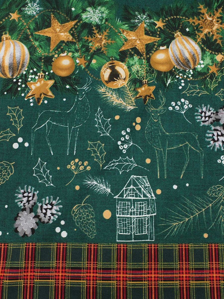 Рогожка Премиум "Изумрудная сказка-гирлянда", (комп), ш.1.5м, хлопок-100%, 200гр/м.кв