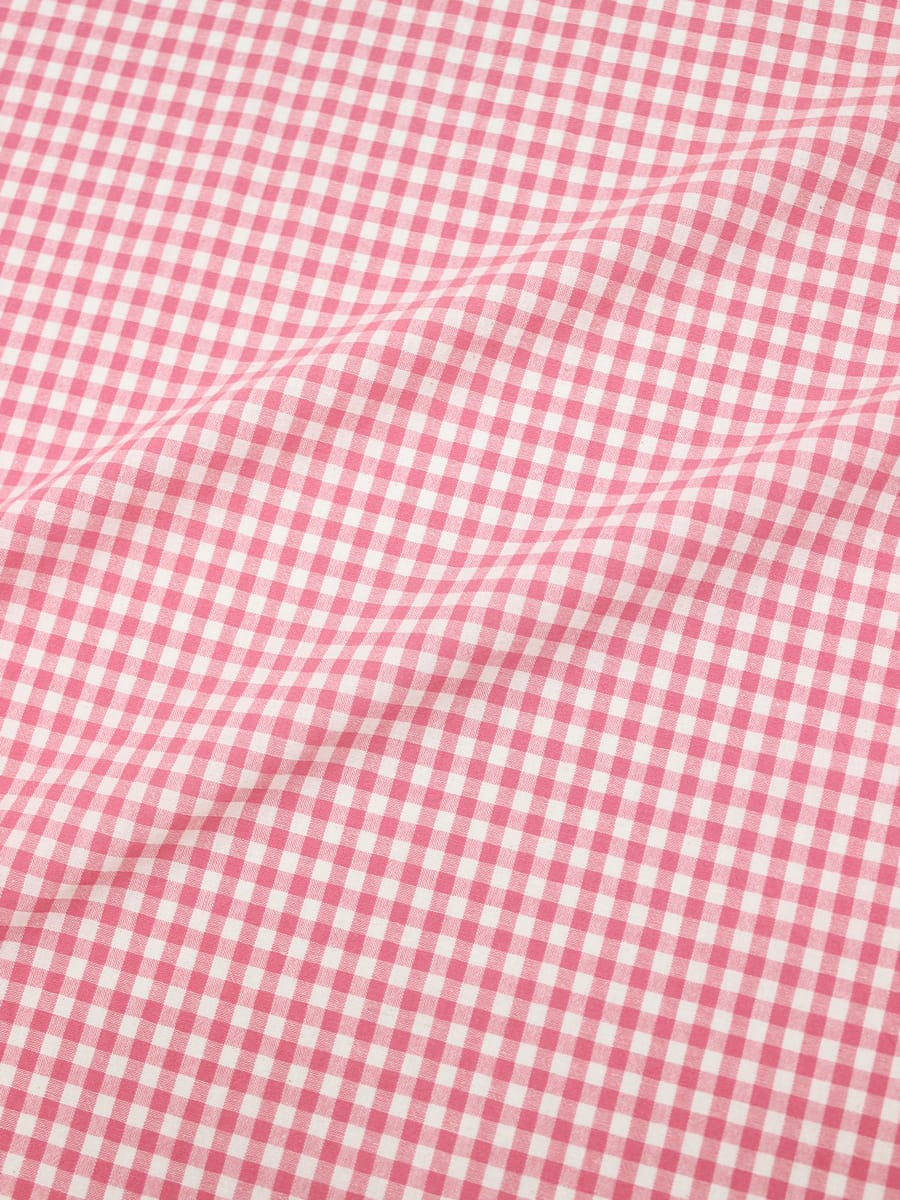 Вареный (стираный) хлопок "Клетка (0.4*0.4см)" цв.розовый коралл, ш.2.5м, хлопок-100%, 110гр/м.кв