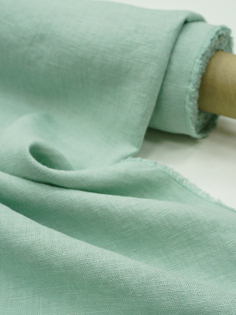 Лен костюмный с эффектом мятости цв.Светлая винтажная мята, ш.1.45м, лен-100%, 190гр/м.кв