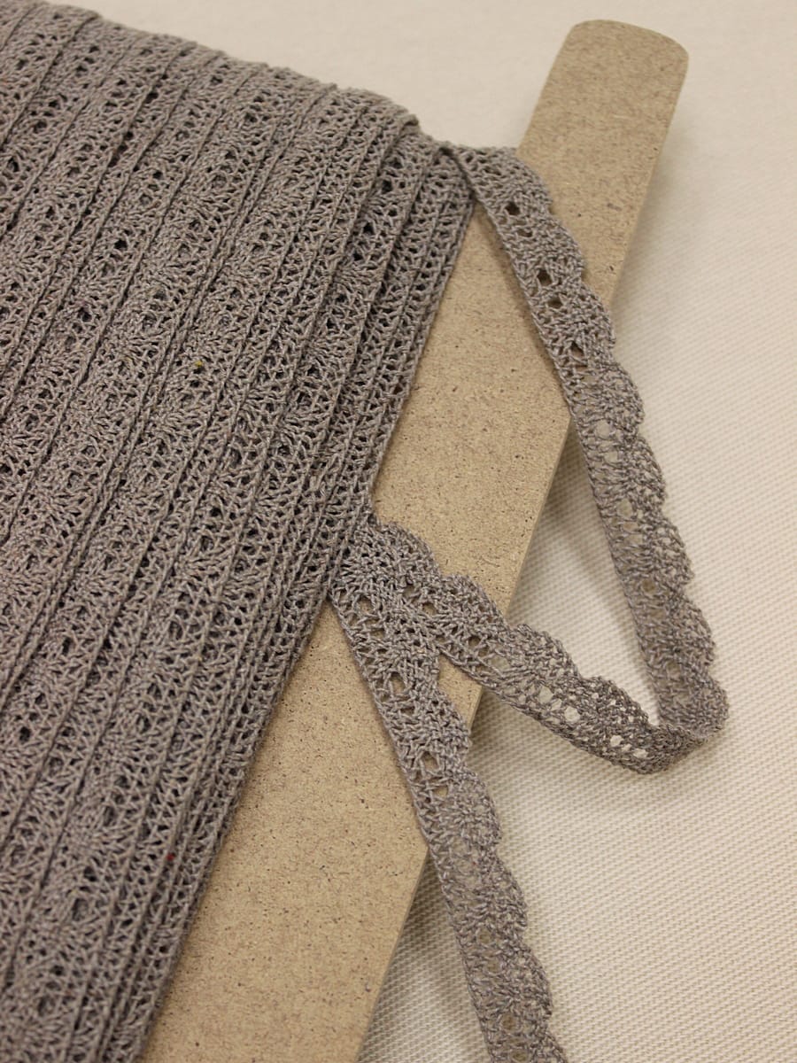 Кружево цв.винтажный кофейно-серый, ш.13мм, хлопок-90%, п/э-10%