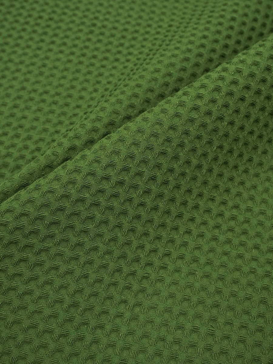 Вафельное премиум-полотно "Italy" цв.Травяной, ш.1.5м, хлопок-100%, 240гр/м.кв