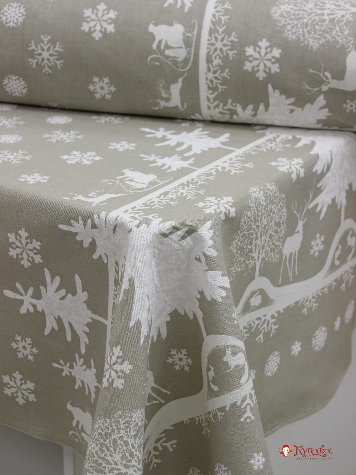 Полулен "Новогодний лес", ш.1.5м, лен-30%, хлопок-70%, 147гр/м.кв