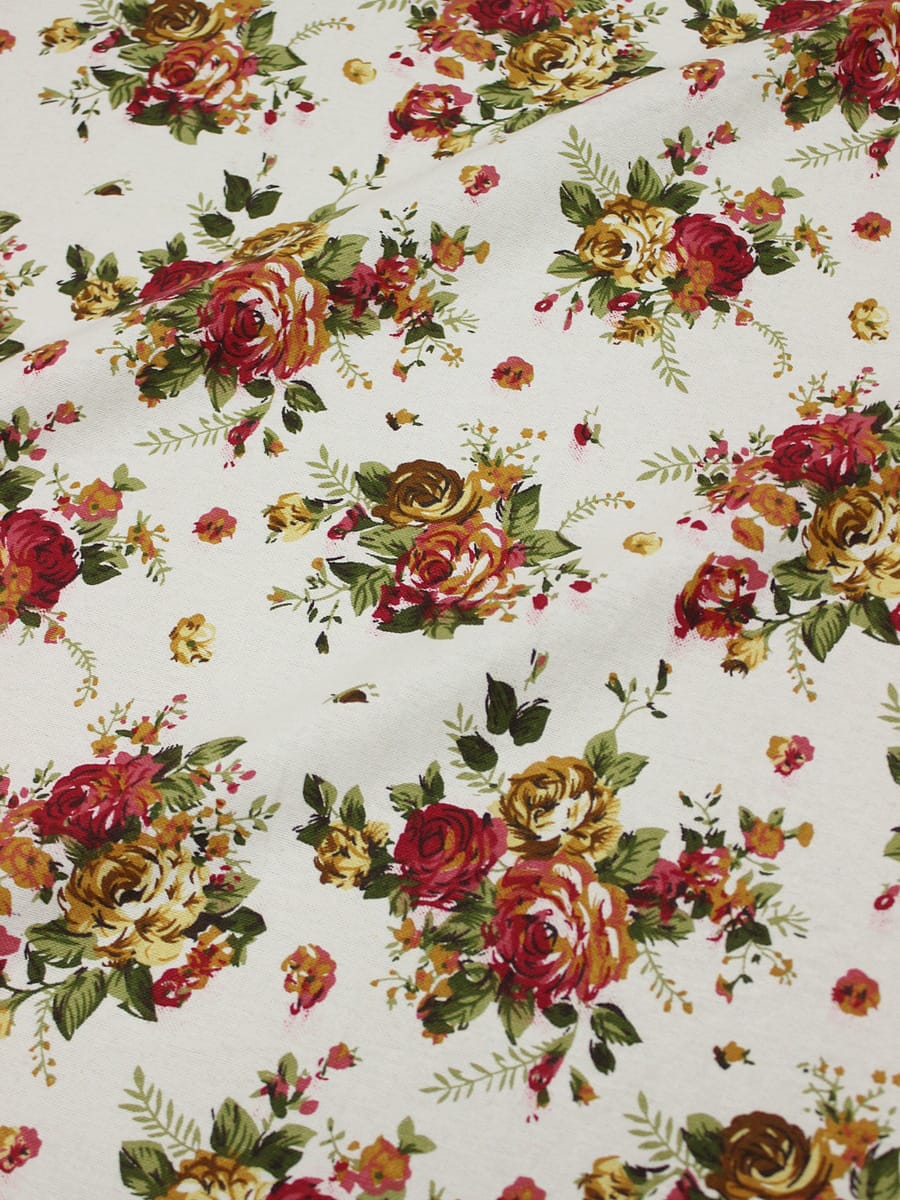 Хлопколен "Чайная роза на молочном", ш.1.46м, лен-20%, хлопок-80%, 140гр/м.кв