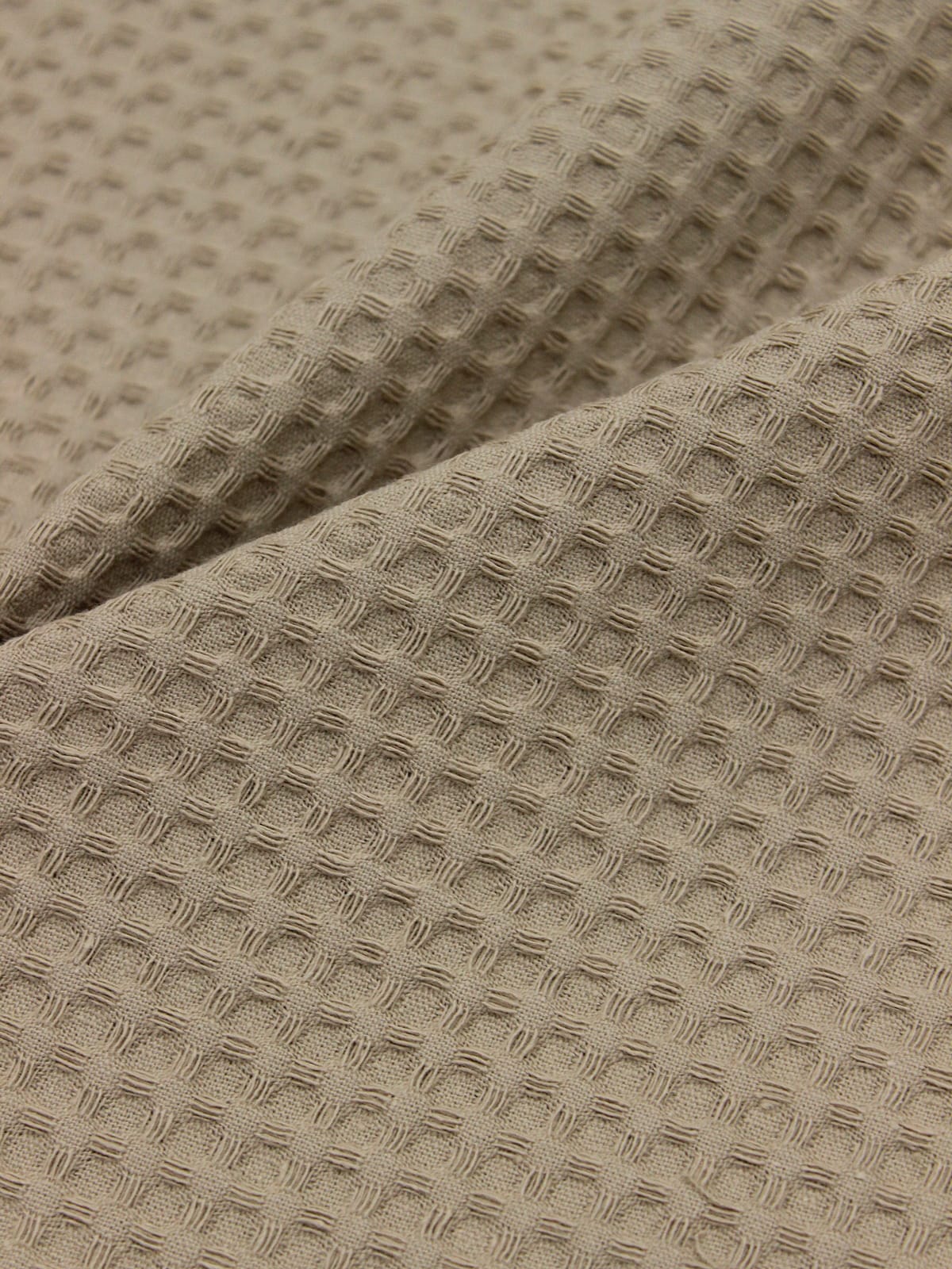 Вафельное премиум-полотно "Italy" цв.Бежево-серый, ш.1.5м, хлопок-100%, 240гр/м.кв