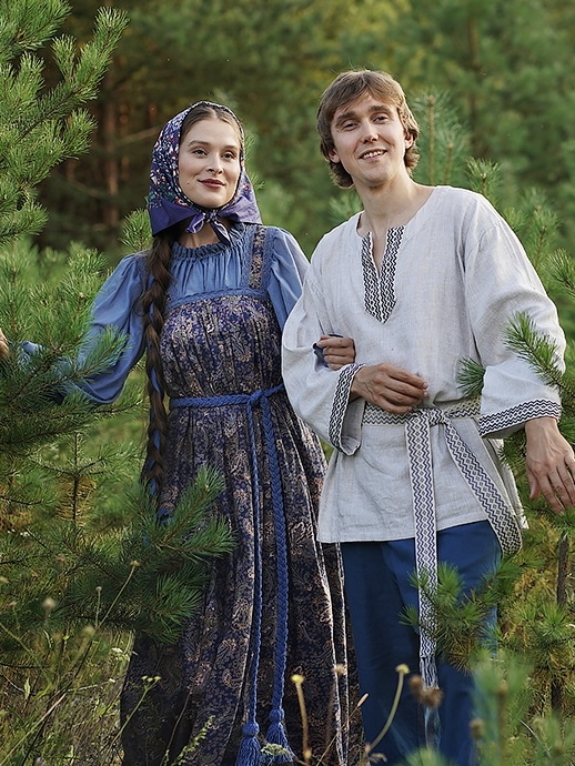 Мужской образ из рогожки в народном стиле