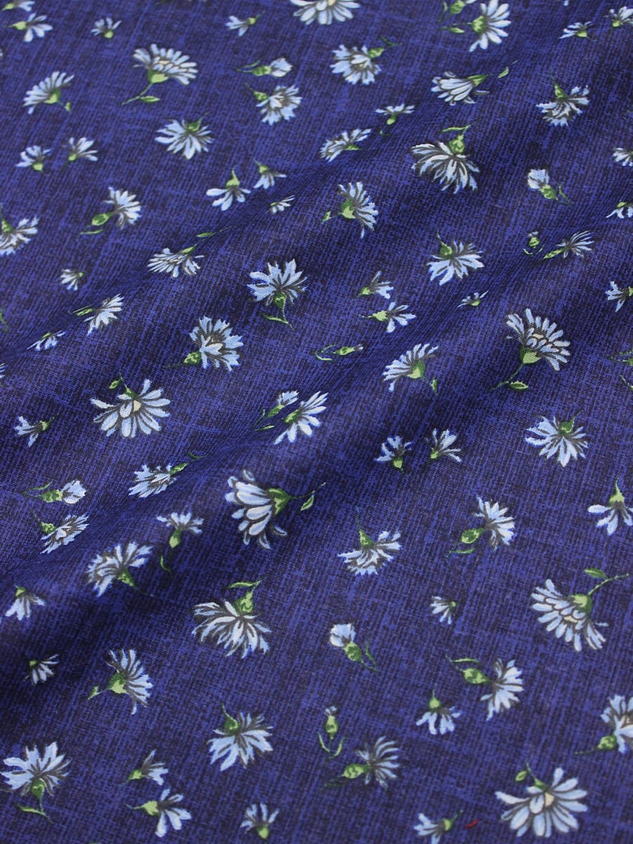 Мерный лоскут (ткань в отрезах) - Ситец "Василек на чернильно-синем", ш.0.8м, хл-100%, 100гр/м.кв