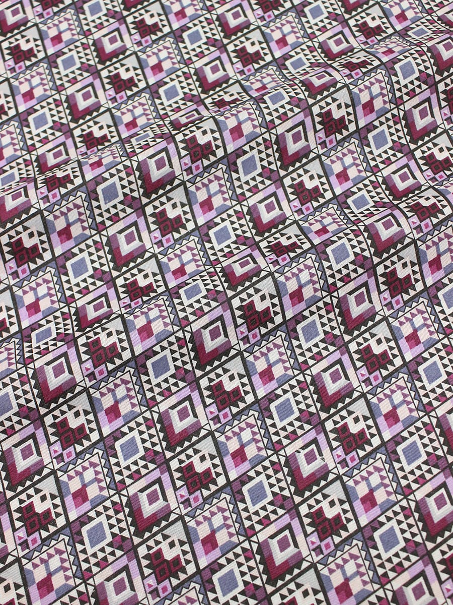 Бязь "Этно - мозаика" цв.сливовый, ш.1.5м, хлопок-100%, 120гр/м.кв
