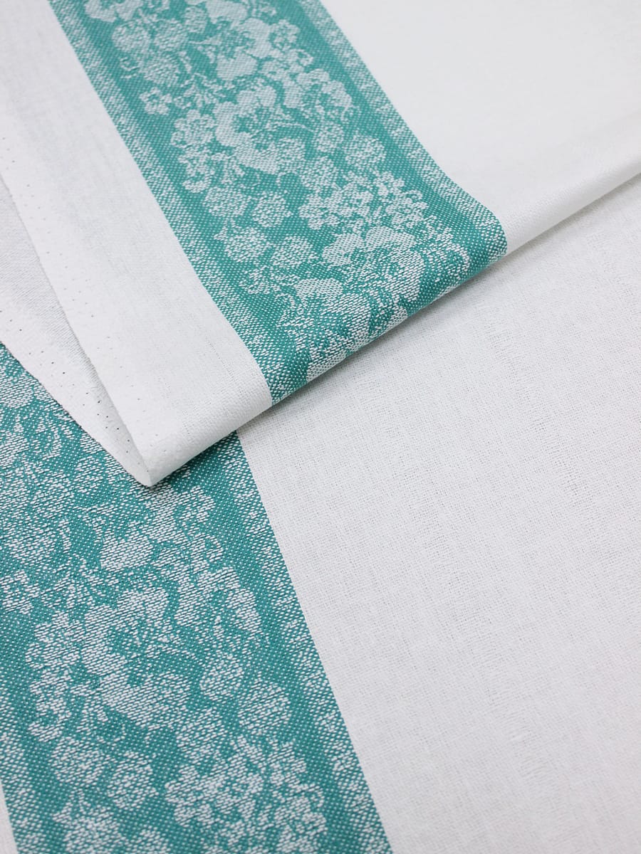 Холст полотенечный жаккард "Вьюнок" цв.изумруд, ш.0.5м, лен-30%, хл-70%, 210гр/м.кв