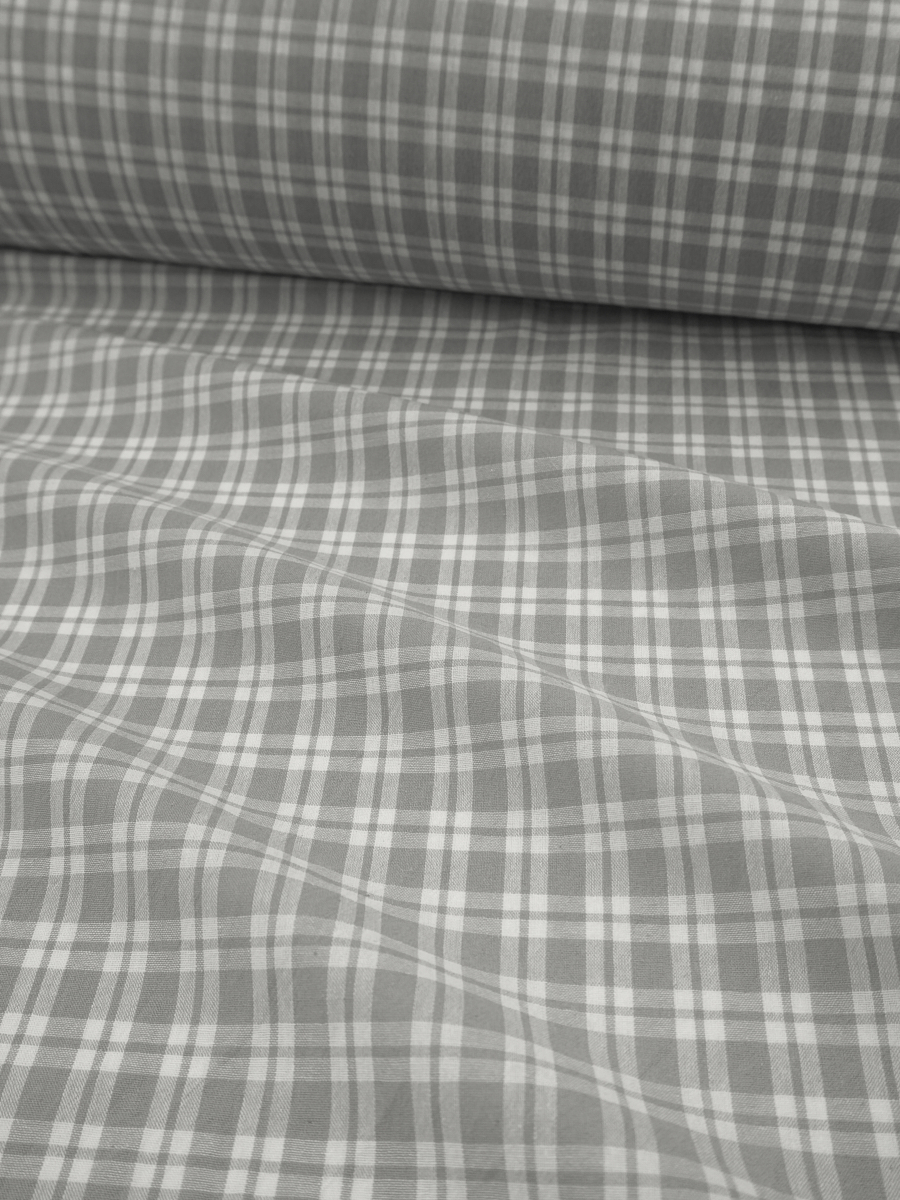 Вареный (стираный) хлопок "Клетка" цв.светло-серый, ш.2.5м, хл-100%, 110гр/кв.м
