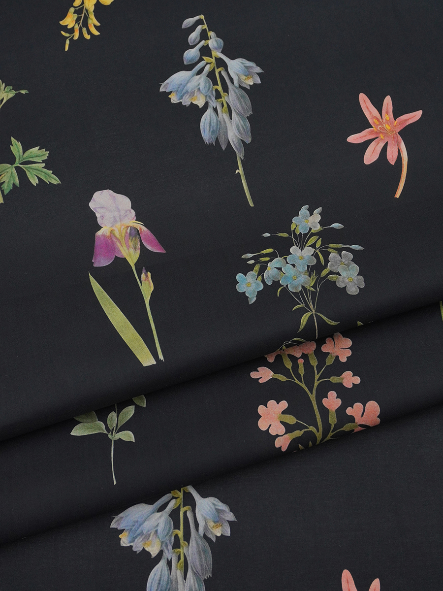 Батист "Полевое соло" цв.черный, ш.1.45м, хлопок-100%, 85гр/м.кв