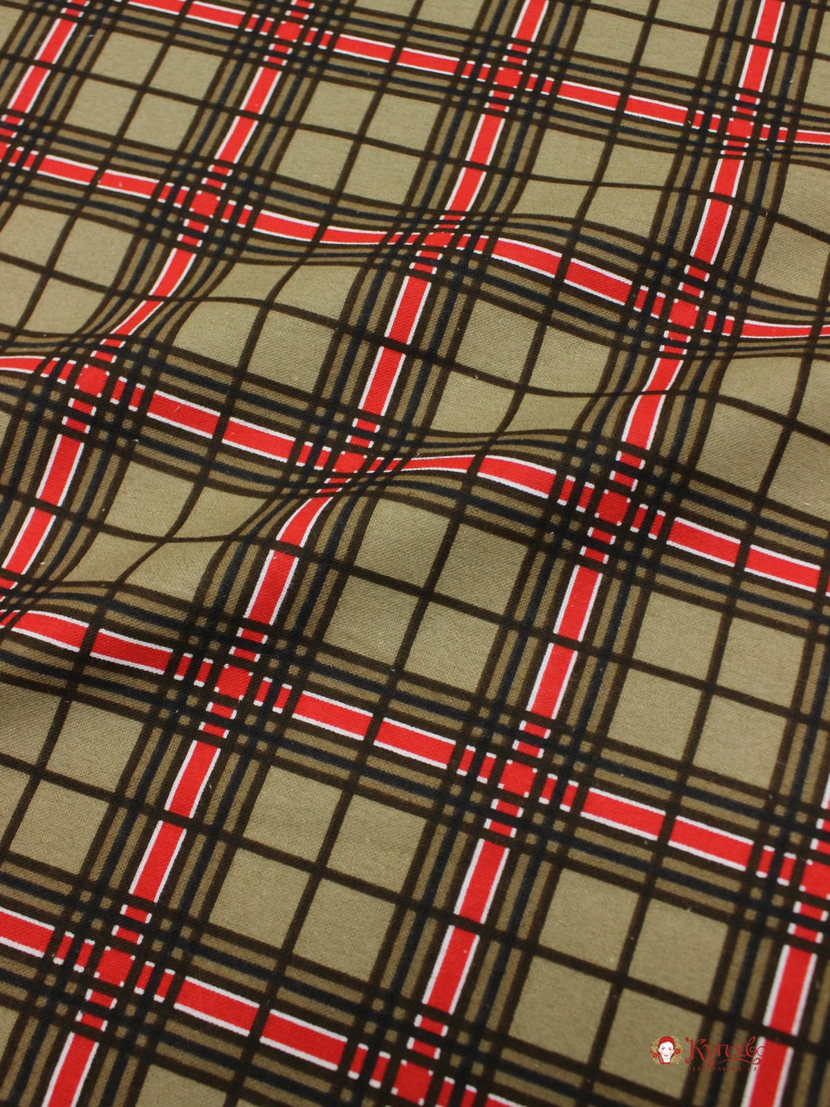 Фланель "Средняя клетка" цв.красный/коричневый, ш.1.5м, хлопок-100%,180гр/м.кв